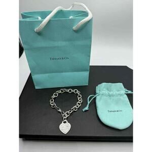 Please Return to Tiffany Heart Tag Charm Key Bracelet 8" SPB-TS 359688